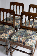 Refinished Vintage Tudor-Style Dining Chairs in Pindler Fabric (Set of 4)