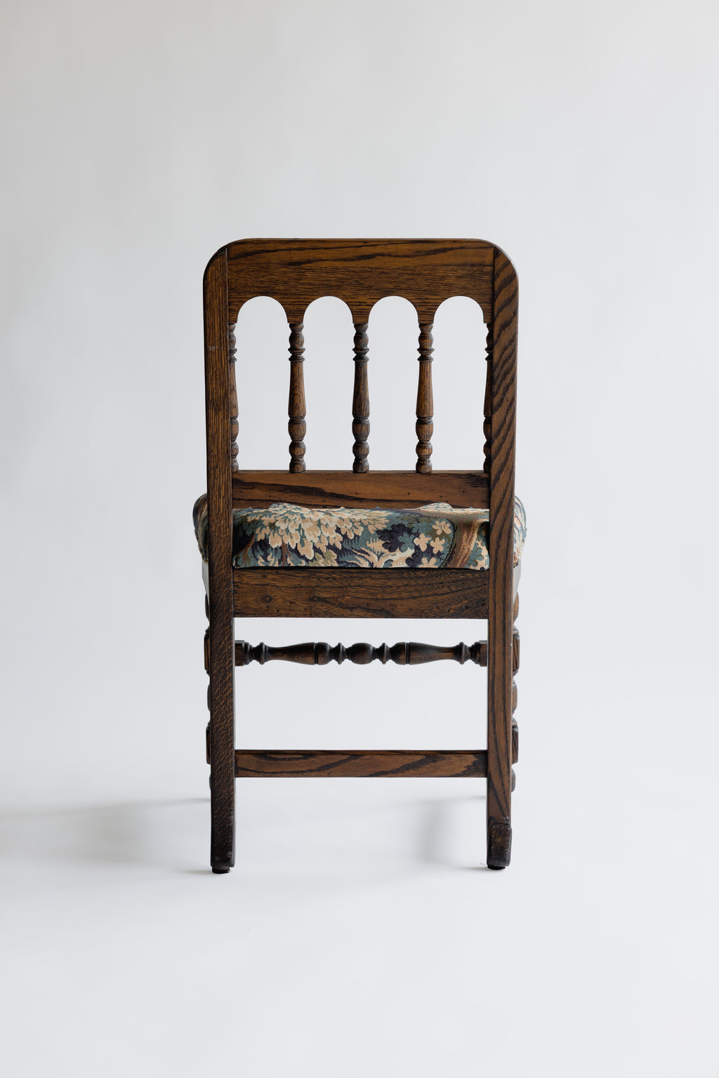 Refinished Vintage Tudor-Style Dining Chairs in Pindler Fabric (Set of 4)
