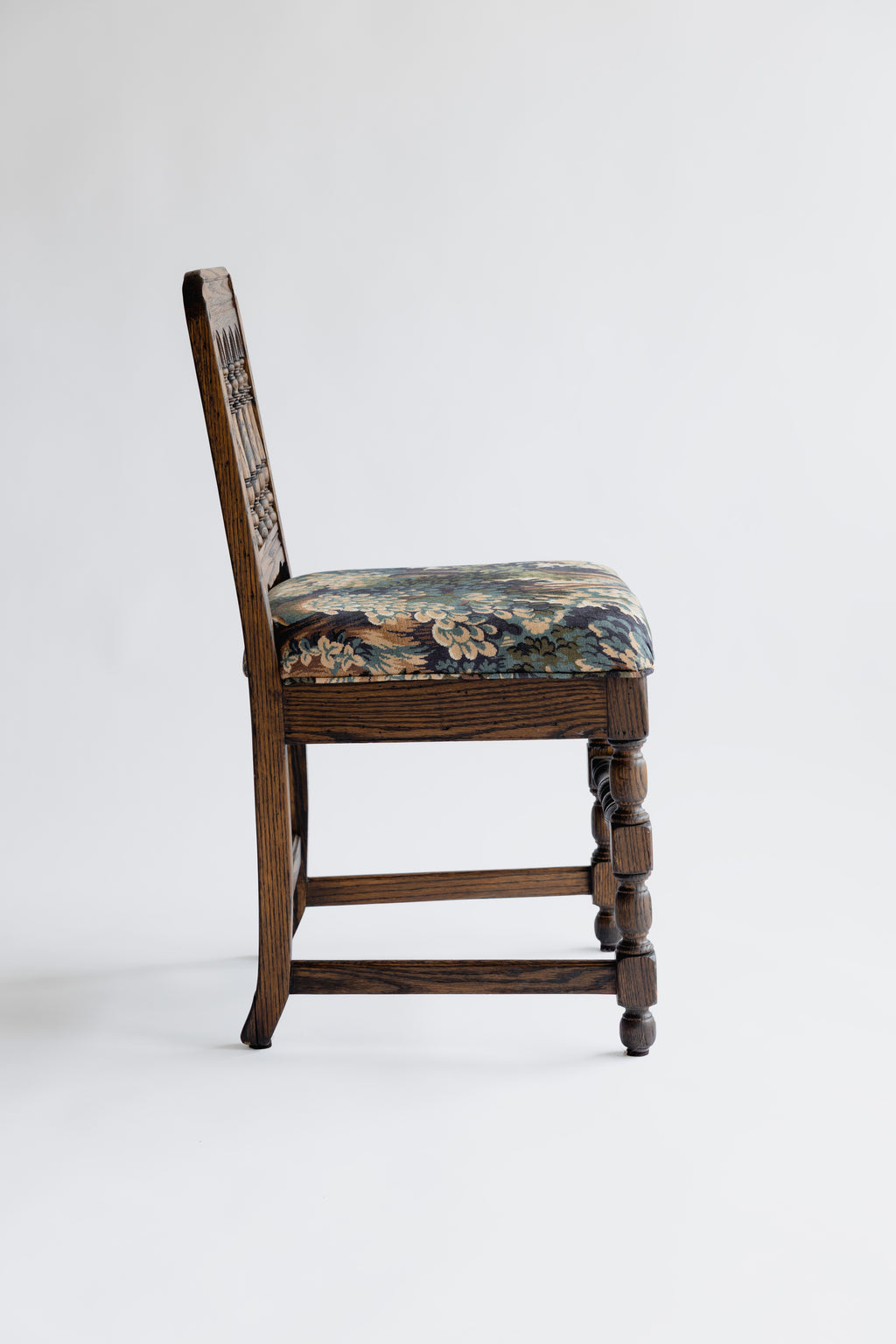 Refinished Vintage Tudor-Style Dining Chairs in Pindler Fabric (Set of 4)