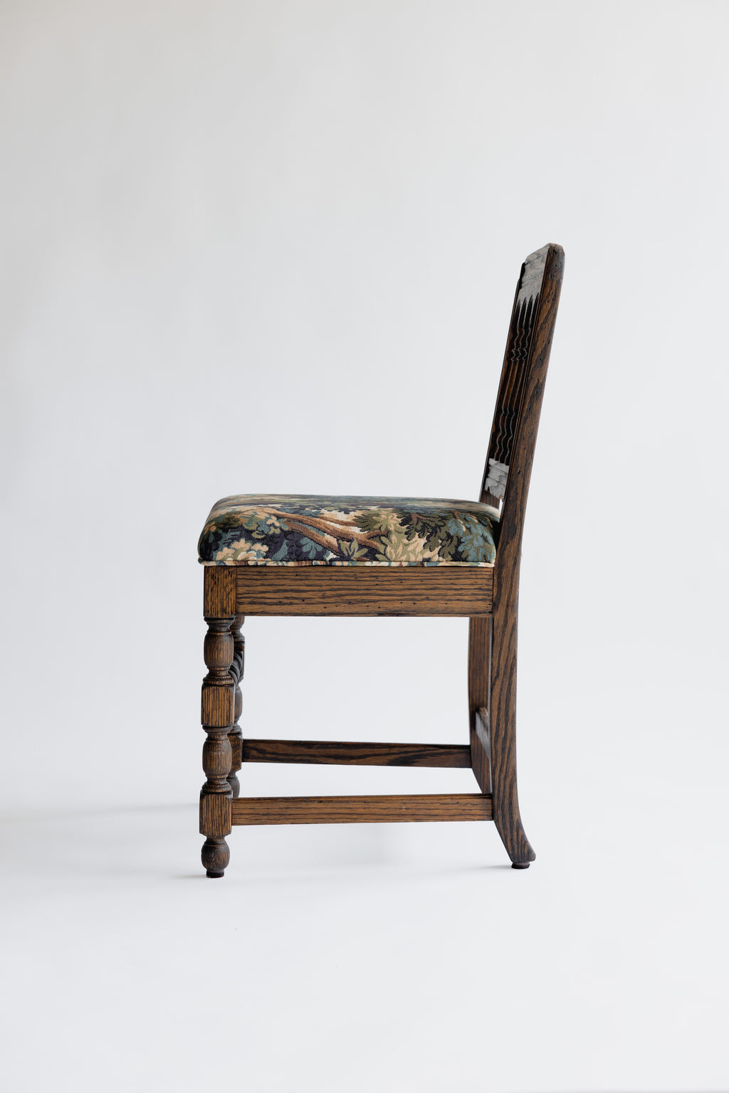 Refinished Vintage Tudor-Style Dining Chairs in Pindler Fabric (Set of 4)