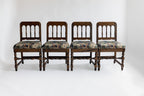 Refinished Vintage Tudor-Style Dining Chairs in Pindler Fabric (Set of 4)