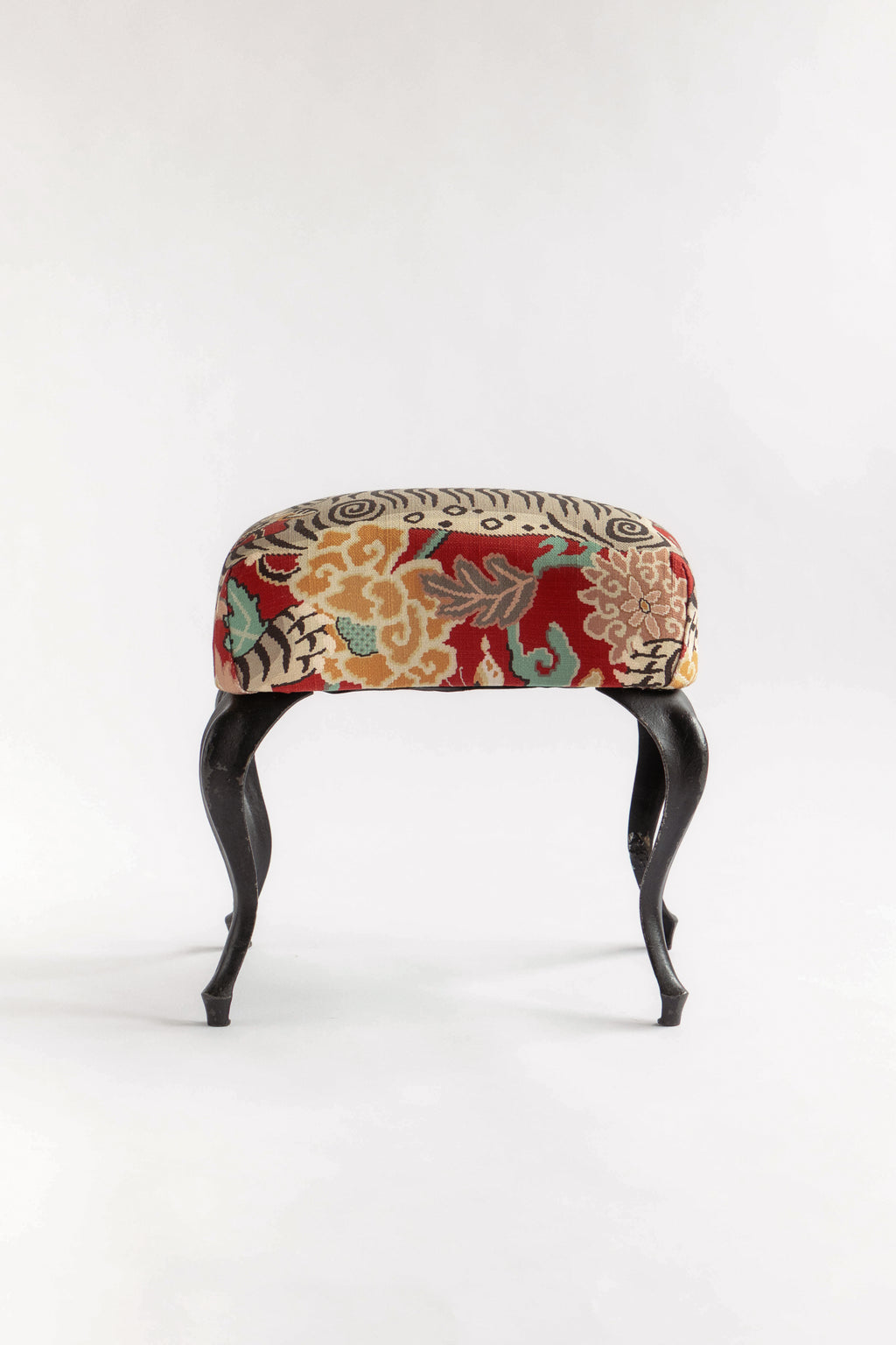 Vintage Upholstered Stool in Pindler Fabric
