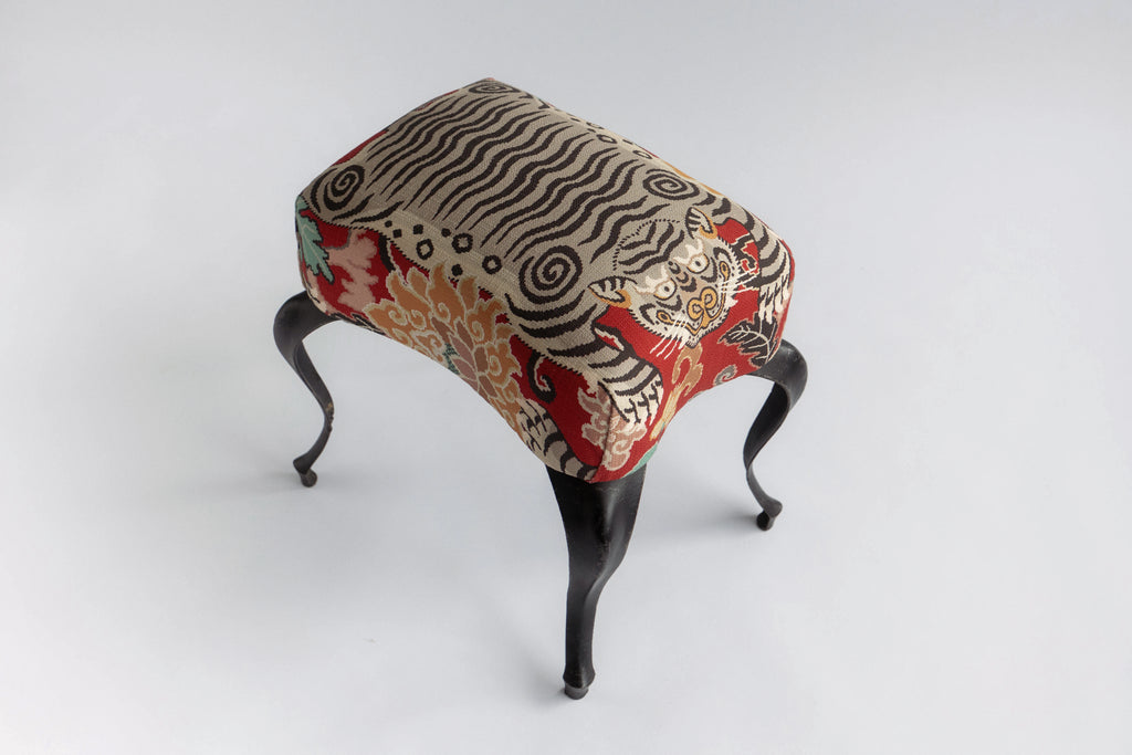 Vintage Upholstered Stool in Pindler Fabric