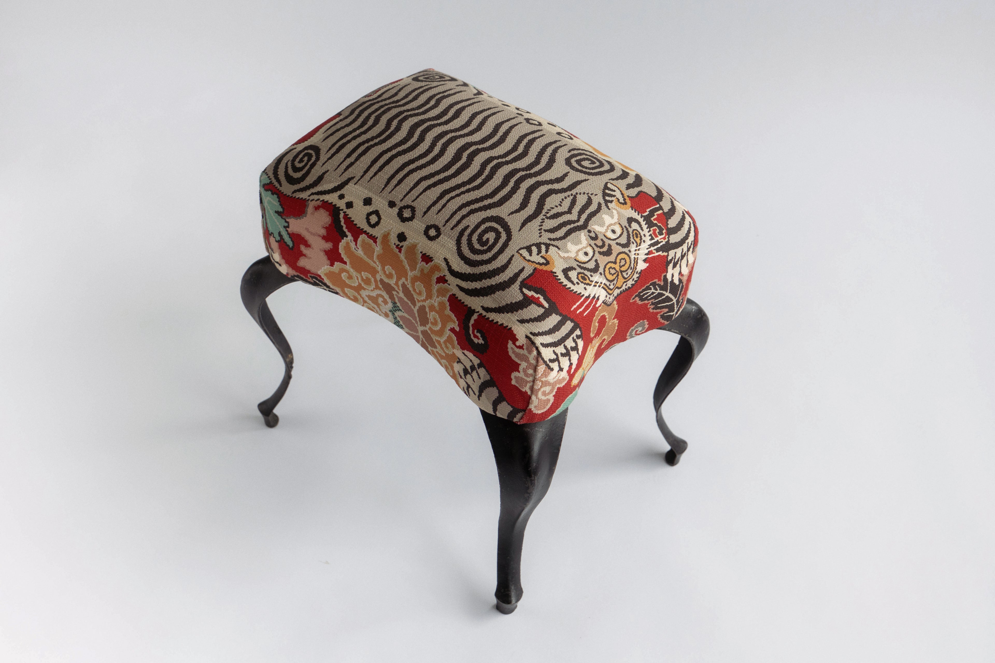 Vintage Upholstered Stool in Pindler Fabric